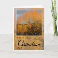 Birthday Grandson,  Sunkissed Winter Trees.