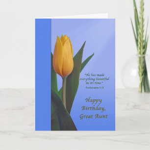 Birthday, Great Aunt, Golden Tulip Flower Card