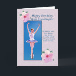 Birthday,  Great Granddaughter, Ballerina Card<br><div class="desc">This lovely little ballerina dressed in a purple and white costume is in an On Pointe position and reaching towards the sky surrounded by gorgeous pink hibiscus blossoms on this ballet themed image.  She has flowers in her strawberry blonde hair.</div>