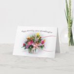 Birthday, Great Granddaughter, Flowers in a Basket Card<br><div class="desc">This colourful bouquet of flowers with swirling pink ribbons is the cover for this birthday card for a great granddaughter.    Customise the card by changing the inside verse to suit your needs.</div>