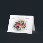 Birthday, Great Granddaughter, Flowers in a Basket Card<br><div class="desc">This colourful bouquet of flowers with swirling pink ribbons is the cover for this birthday card for a great granddaughter.    Customise the card by changing the inside verse to suit your needs.</div>