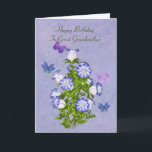 Birthday, Great Grandmother, Butterflies, Flowers Card<br><div class="desc">Customise this birthday greeting card for a great grandmother by using the provided text templates on the cover and inside to change or delete the wording. Four colourful butterflies in hues of blue, purple, and pink, hover around a bouquet of purple and white bell shaped flowers. The background is a...</div>