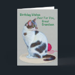 Birthday, Great Grandson, Green-Eyed Cat Card<br><div class="desc">A green-yed cat and a ball of spun help you celebrate the anniversary special. Feel free to change the inside verse to suit your needs.</div>
