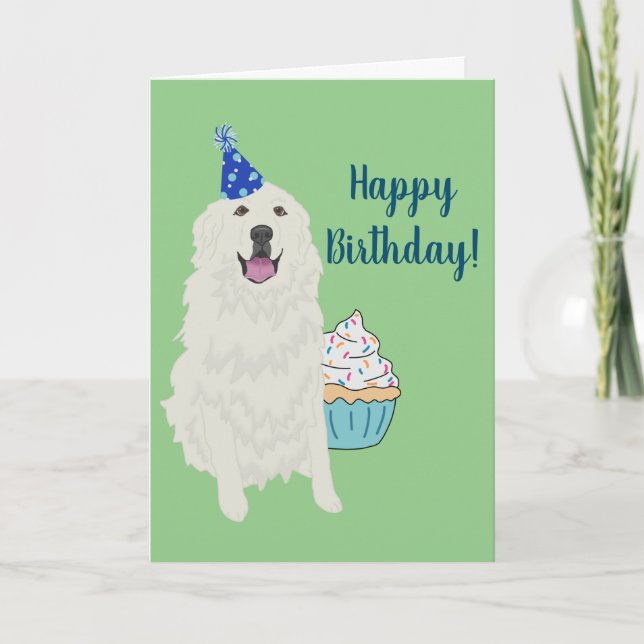 Birthday Great Pyrenees Mountain Dog Card (Front)
