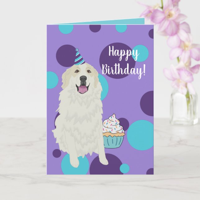 Birthday Great Pyrenees Mountain Dog Card (Orchid)
