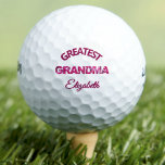 Birthday Greatest Grandma Personalised pink Gift Golf Balls<br><div class="desc">Birthday Greatest Grandma Personalised pink Gift Golf Balls. Celebrate the "Greatest Grandma" with this personalised golf ball! Featuring bold, curved text, glittery accents, and a custom name, this heartfelt design is the perfect gift for golf-loving grandmothers. Ideal for birthdays, Mother's Day, or any occasion to show your love and appreciation....</div>