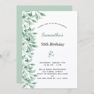Birthday greenery botanical floral modern chic invitation