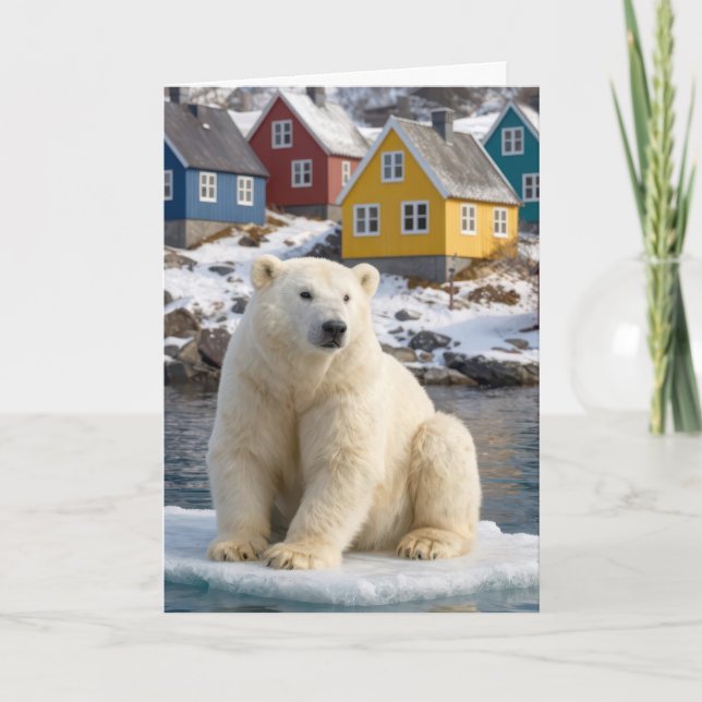 Birthday Greenland Polar Bear On an Ice Floe Card (Front)