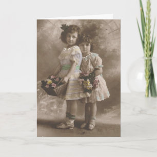 Birthday Greeting, Adorable Vintage Girls Card