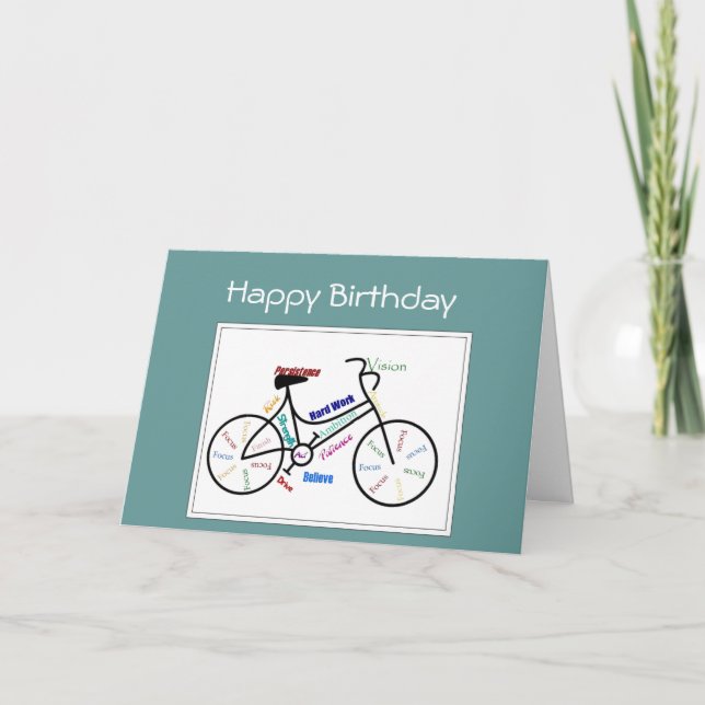 Birthday Greeting  Bike Cycle, Sport Motivational Card (Front)