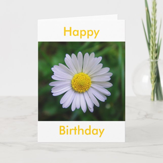 Birthday greeting card pretty white flower (Front)