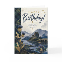 Birthday Greeting Card, Scottish Castle Watercolor