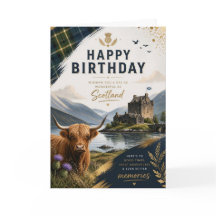 Birthday Greeting Card, Scottish Highland Cow Wate
