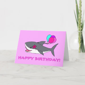 Birthday greeting card with cute shark