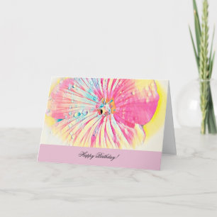 Birthday Greeting Card with Petunia and Water Drop