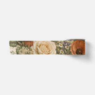 Birthday Greeting with Wildflowers ,Olive Branches Satin Ribbon