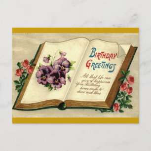 Birthday Greetings Book of Flowers Vintage 1912 Postcard