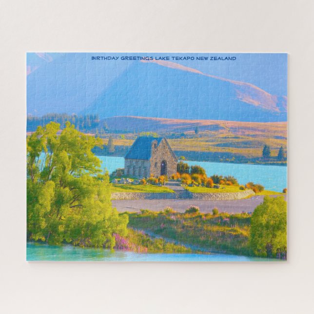 Birthday Greetings Lake Tekapo New Zealand Jigsaw Puzzle (Horizontal)