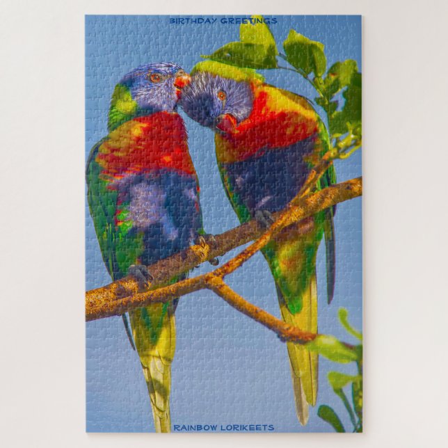 Birthday Greetings Rainbow Lorikeets Jigsaw Puzzle (Vertical)
