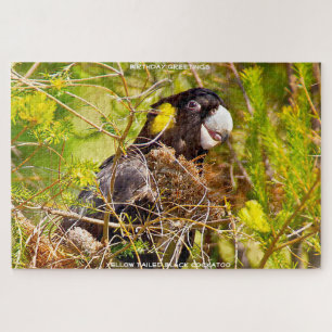 Birthday Greetings Yellow Tailed Black Cockatoo Jigsaw Puzzle