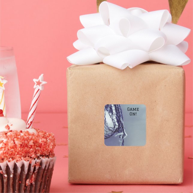 Birthday Grey Net & Volleyball Square Sticker (Party)