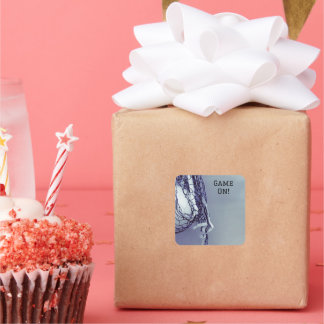 Birthday Grey Net & Volleyball Square Sticker