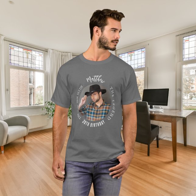 Birthday grey white photo man myth legend T-Shirt (Creator Uploaded)