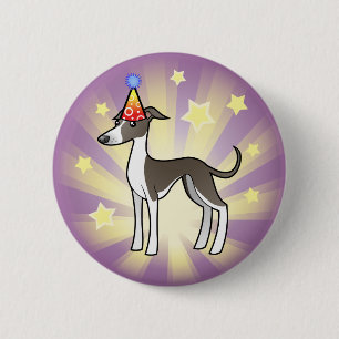 Birthday Greyhound / Whippet / Italian Greyhound 6 Cm Round Badge
