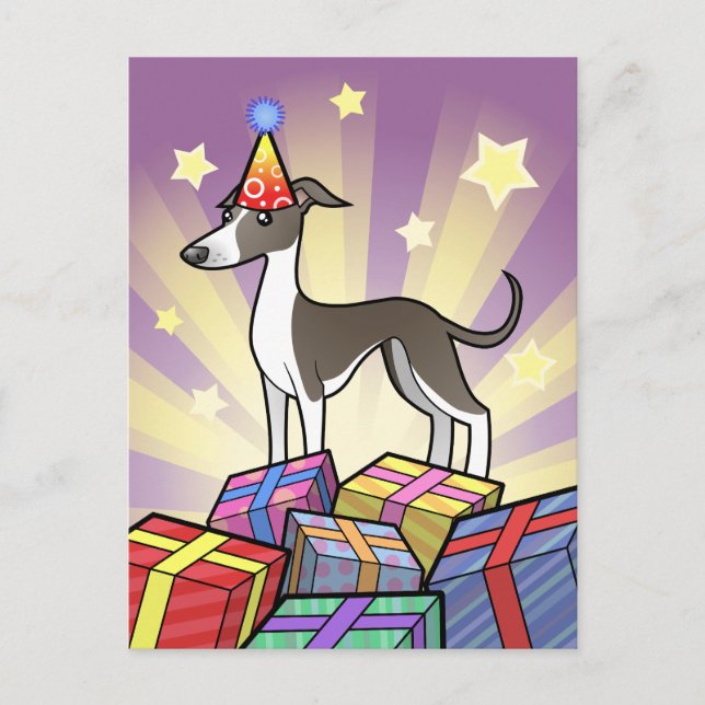 Birthday Greyhound / Whippet / Italian Greyhound Postcard (Front)