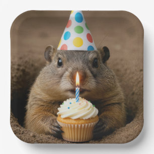 Birthday Groundhog with a Cupcake Paper Plate