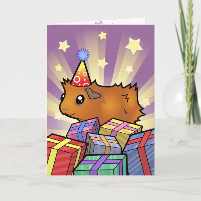 Birthday Guinea Pig (scruffy) Card (Front)