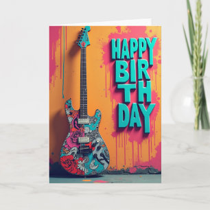 Birthday Guitar Art Card