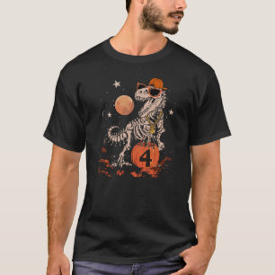 Birthday Halloween 4th Dinosaur Skeleton T-REX Sca T-Shirt