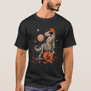 Birthday Halloween 6th Dinosaur Skeleton T REX Sca T-Shirt