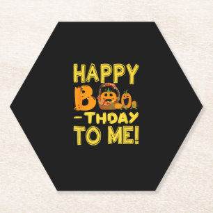 Birthday Halloween Happy Boo-thday to Me Pumpkin Paper Coaster