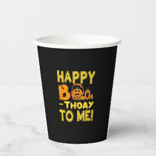 Birthday Halloween Happy Boo-thday to Me Pumpkin Paper Cups