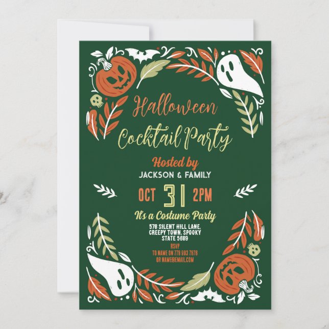Birthday Halloween Pumpkin Party Ghosts Cocktail  Invitation (Front)