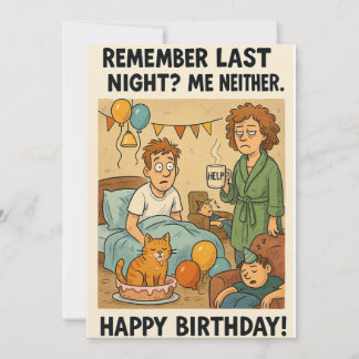 Birthday Hangover Chaos Holiday Card