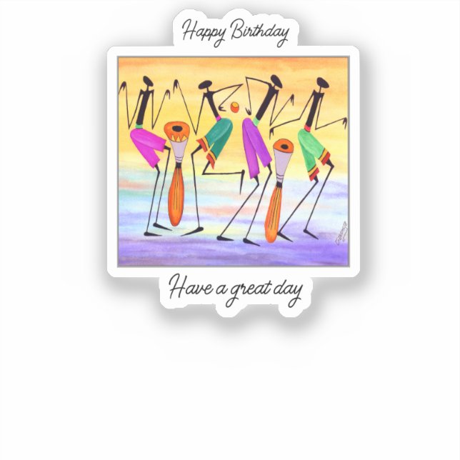 Birthday Happiness Custom-Cut Vinyl Sticker (Front)