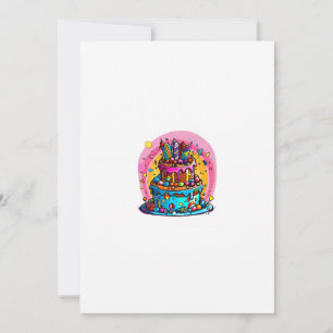 Birthday, happy birthday cake, colourful invitation