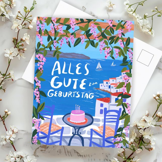 Birthday Happy Birthday Card with a view (Geburtstag Alles Gute Geburtstagskarte mit Blick Postkarte
)