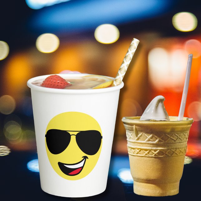 Birthday Happy Face Aviator Sunglasses Cute Fun Paper Cups (Creator Uploaded)