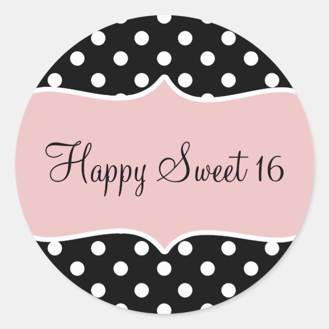 Birthday Happy Sweet 16 Classic Round Sticker (Front)