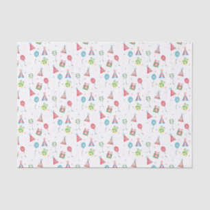 Birthday Hat Balloons Presents Pattern Colourful Tissue Paper