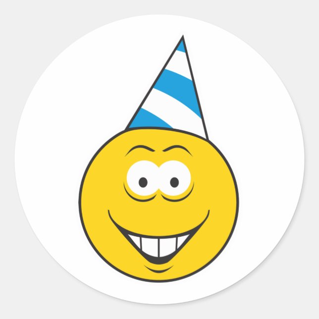 Birthday Hat Face Classic Round Sticker (Front)