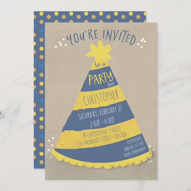 Birthday Hat Invitation (Front/Back)