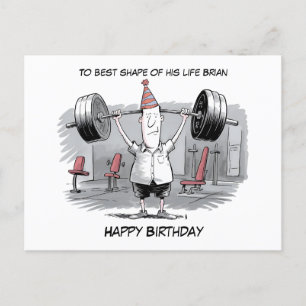 birthday hat wearing skinny man birthday postcard