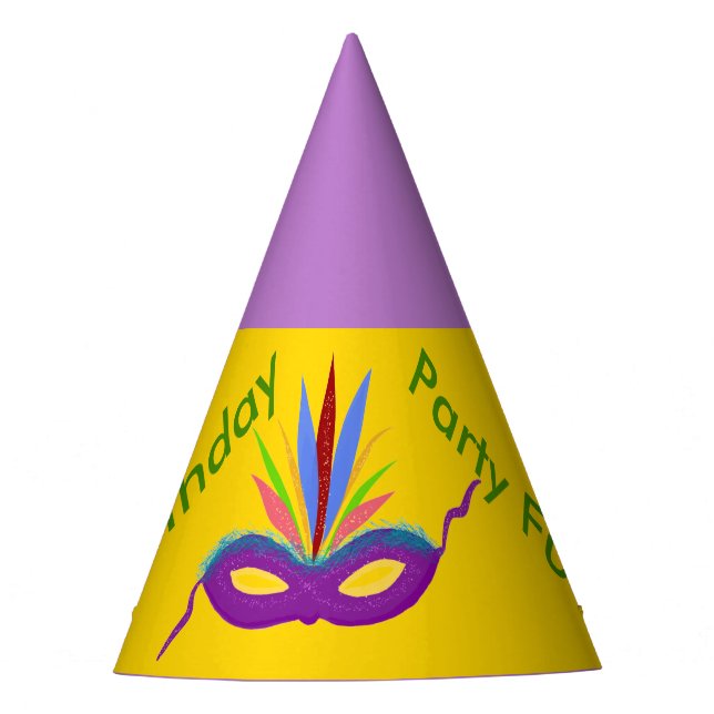 Birthday Hats Purple Mardi Gras Mask Balloons (Front)
