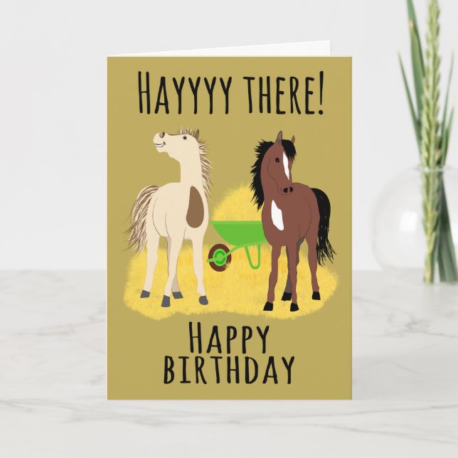 Birthday Hayyy There Horses Card (Front)