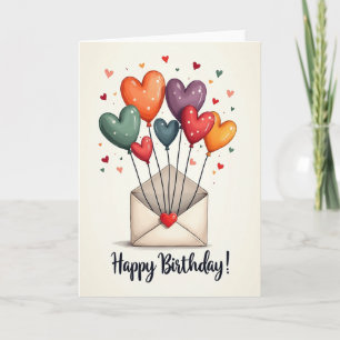 Birthday Heart Balloons Card
